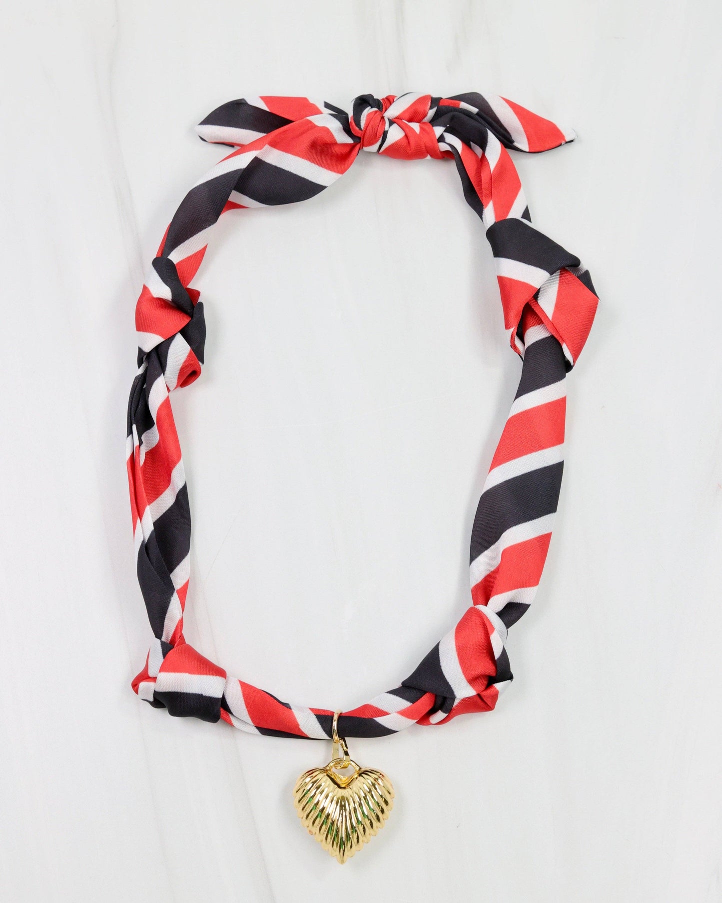 Black & Red Scarf Charm Necklace