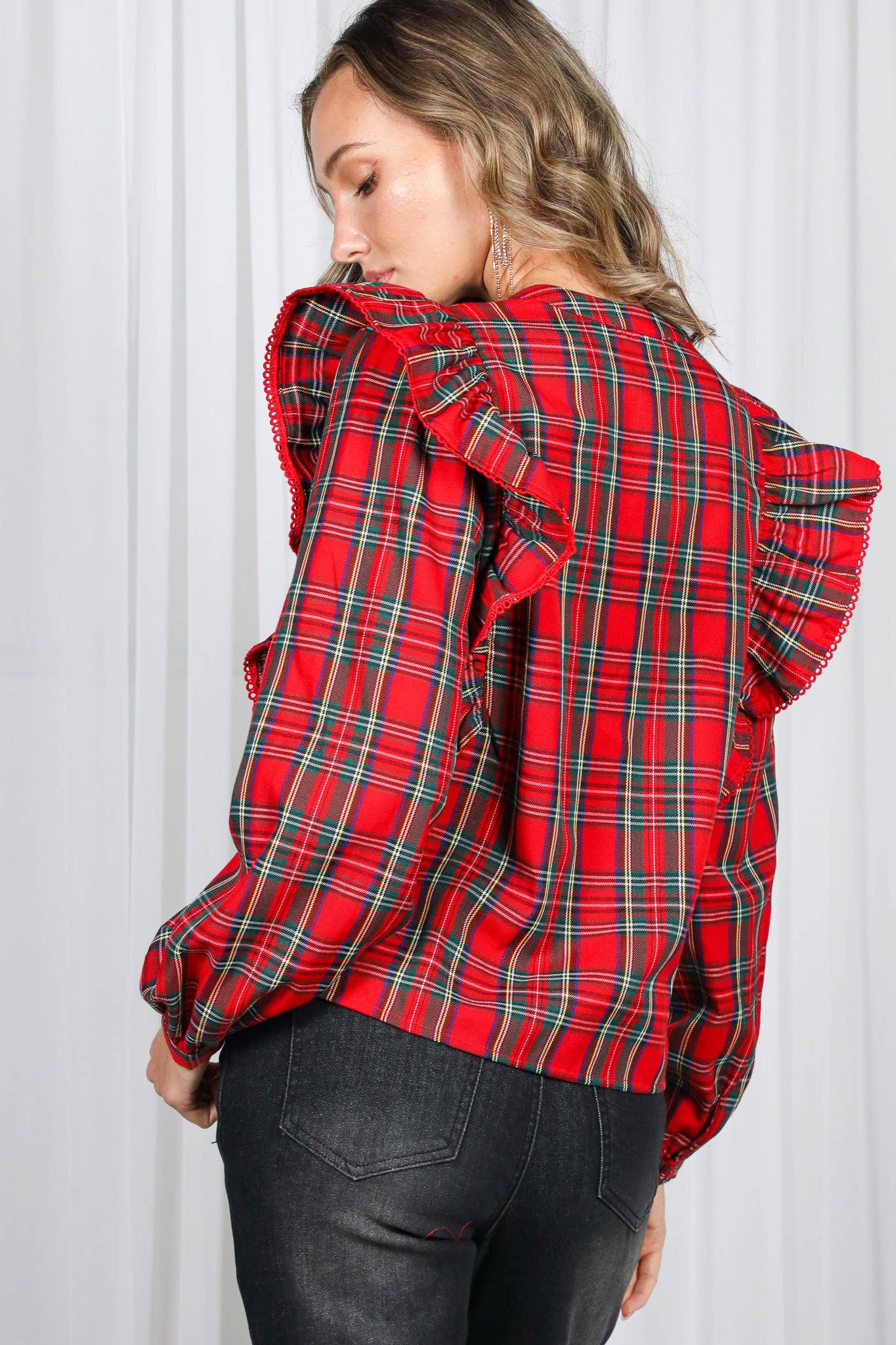 Holiday Feels Plaid Blouse