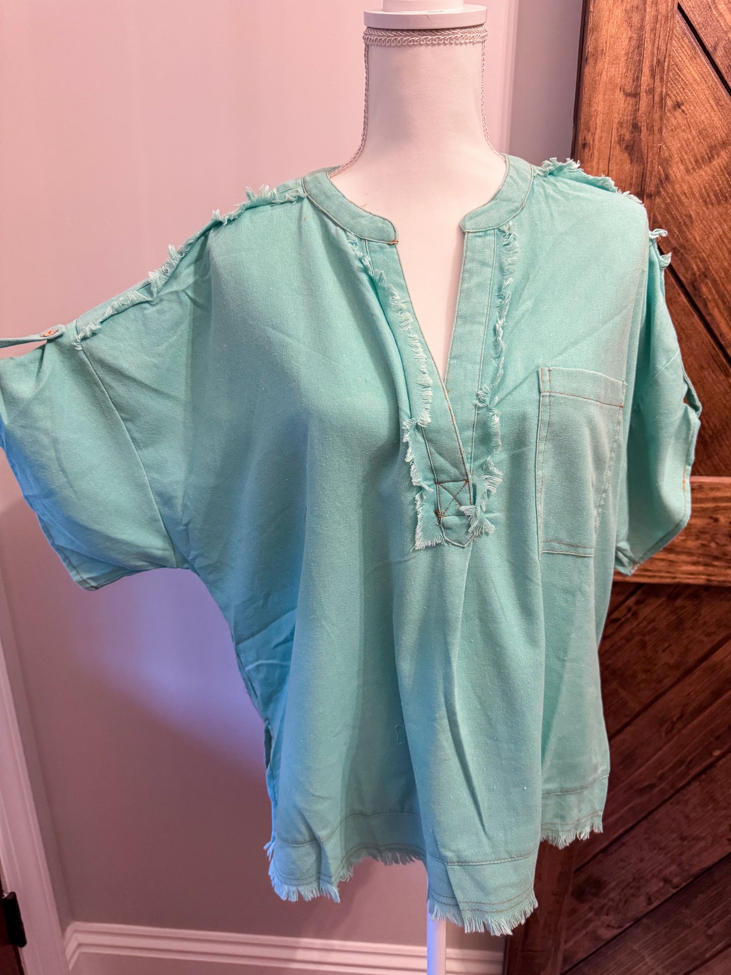 Blue Linen Top