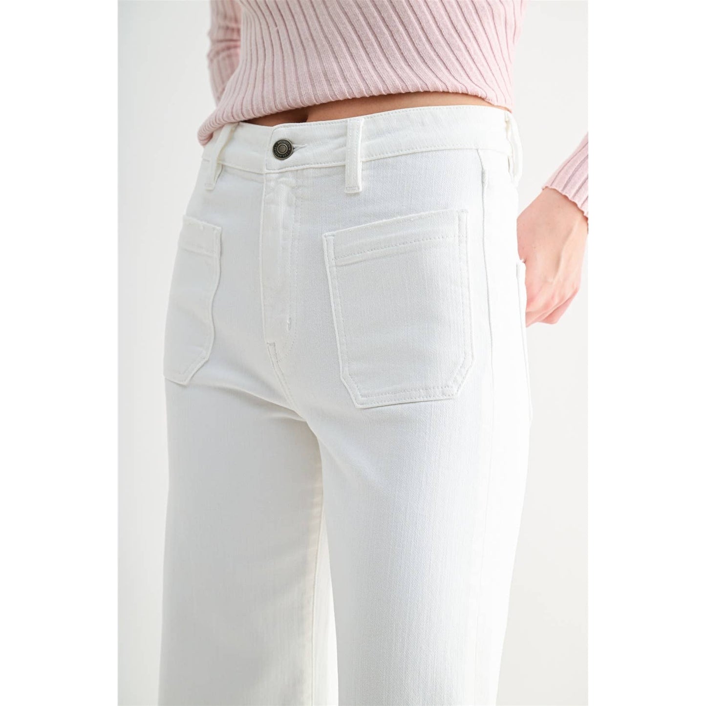 White High Rise Cropped Jeans