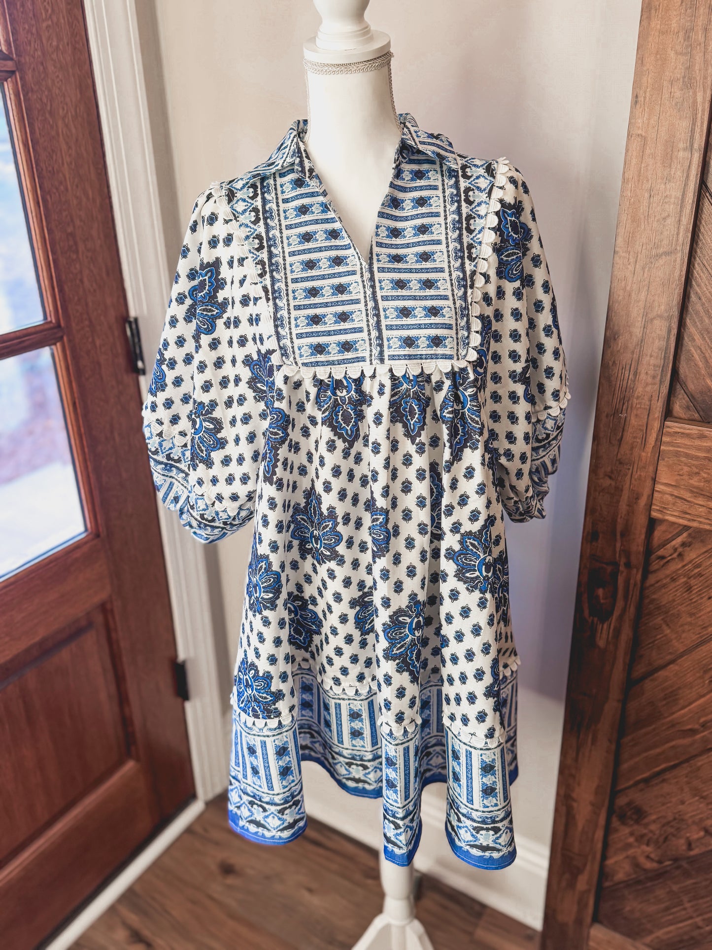 Blue Paisley Mini Dress
