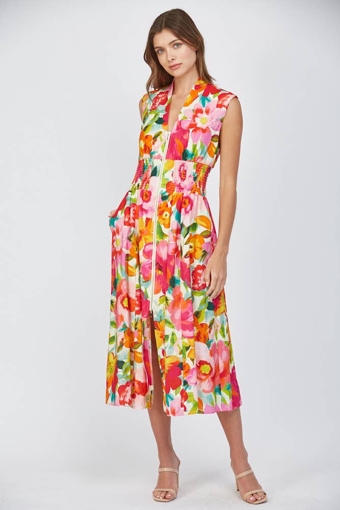 Floral Zip Front Dress