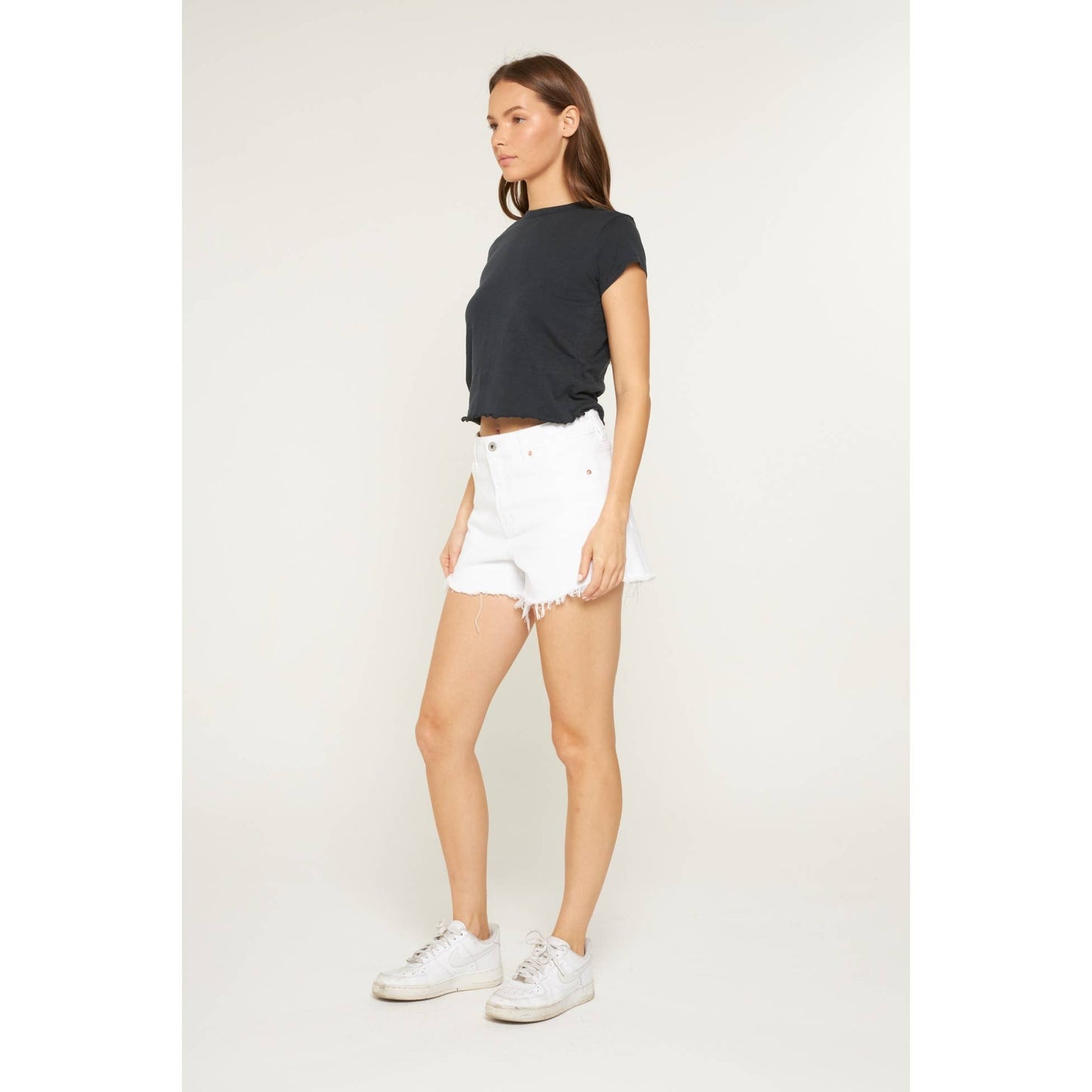 White High Rise Shorts