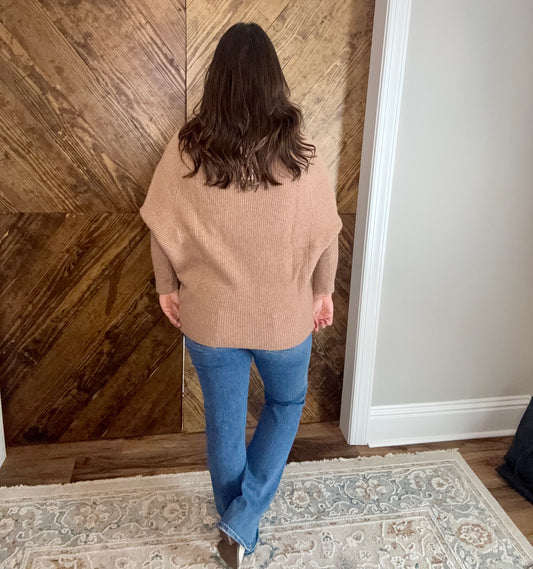 Mocha Dolman Sleeve Oversized Knit Sweater Top
