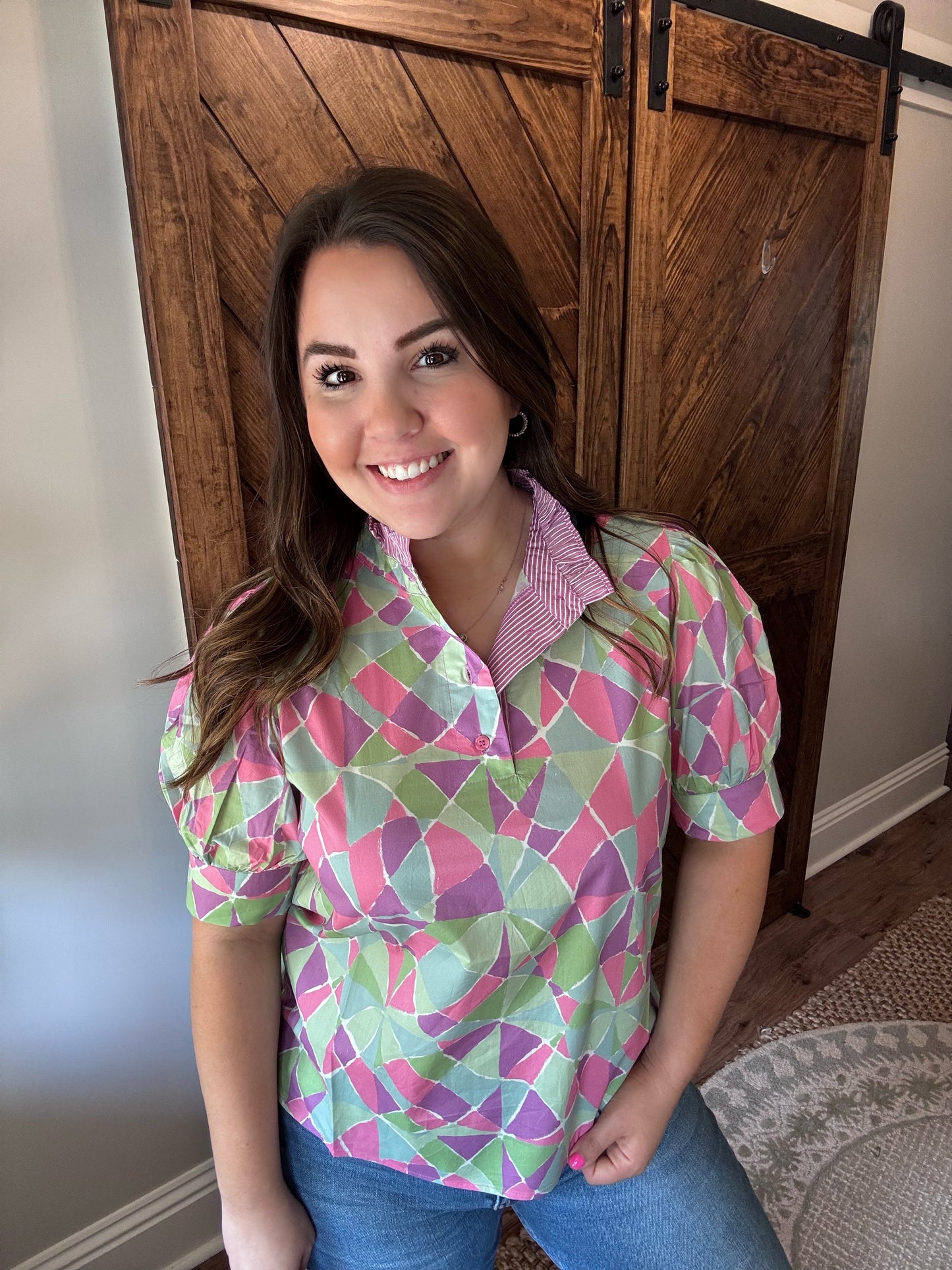 Geometric Print Top