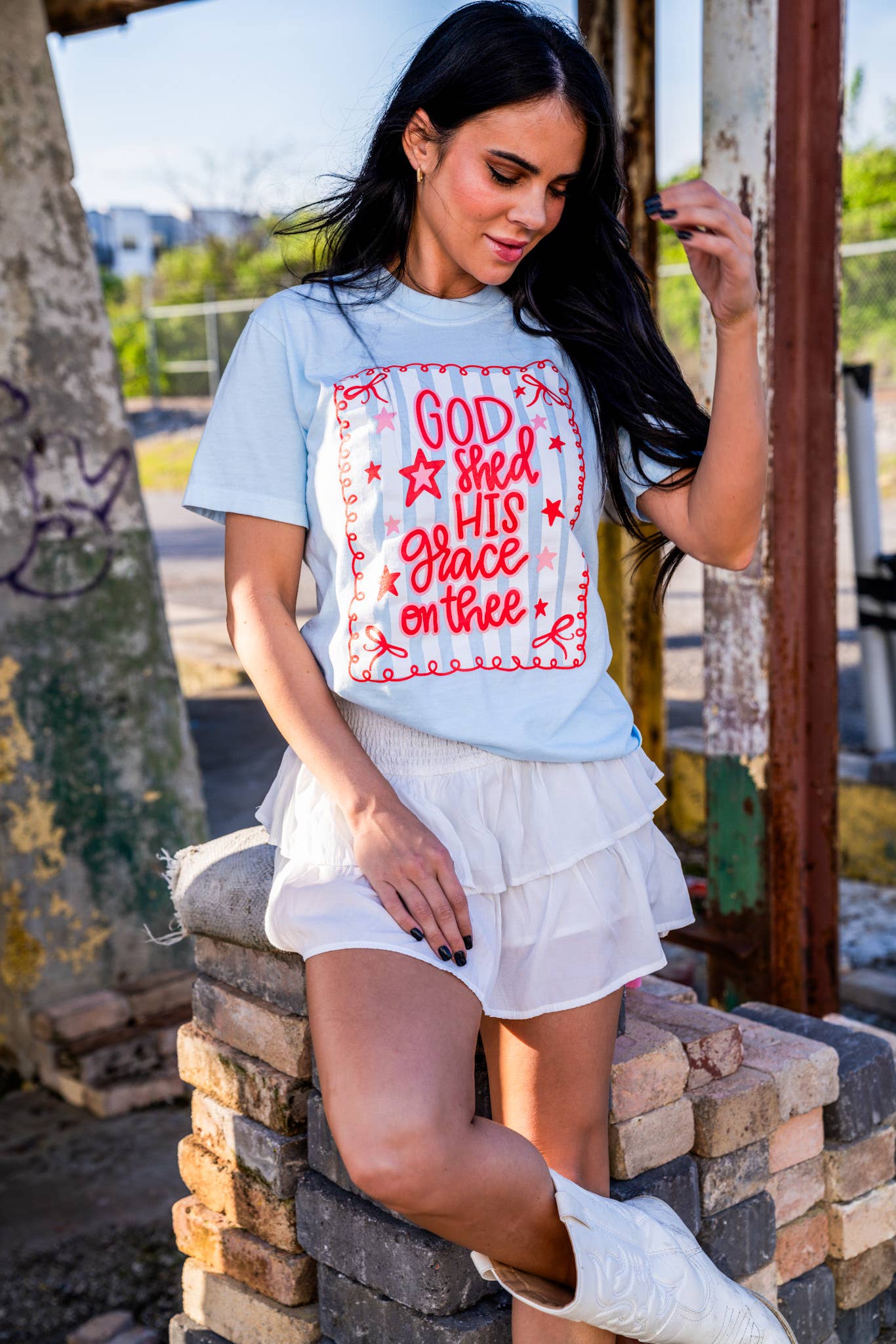 Grace On Thee | Chambray | Short Sleeve