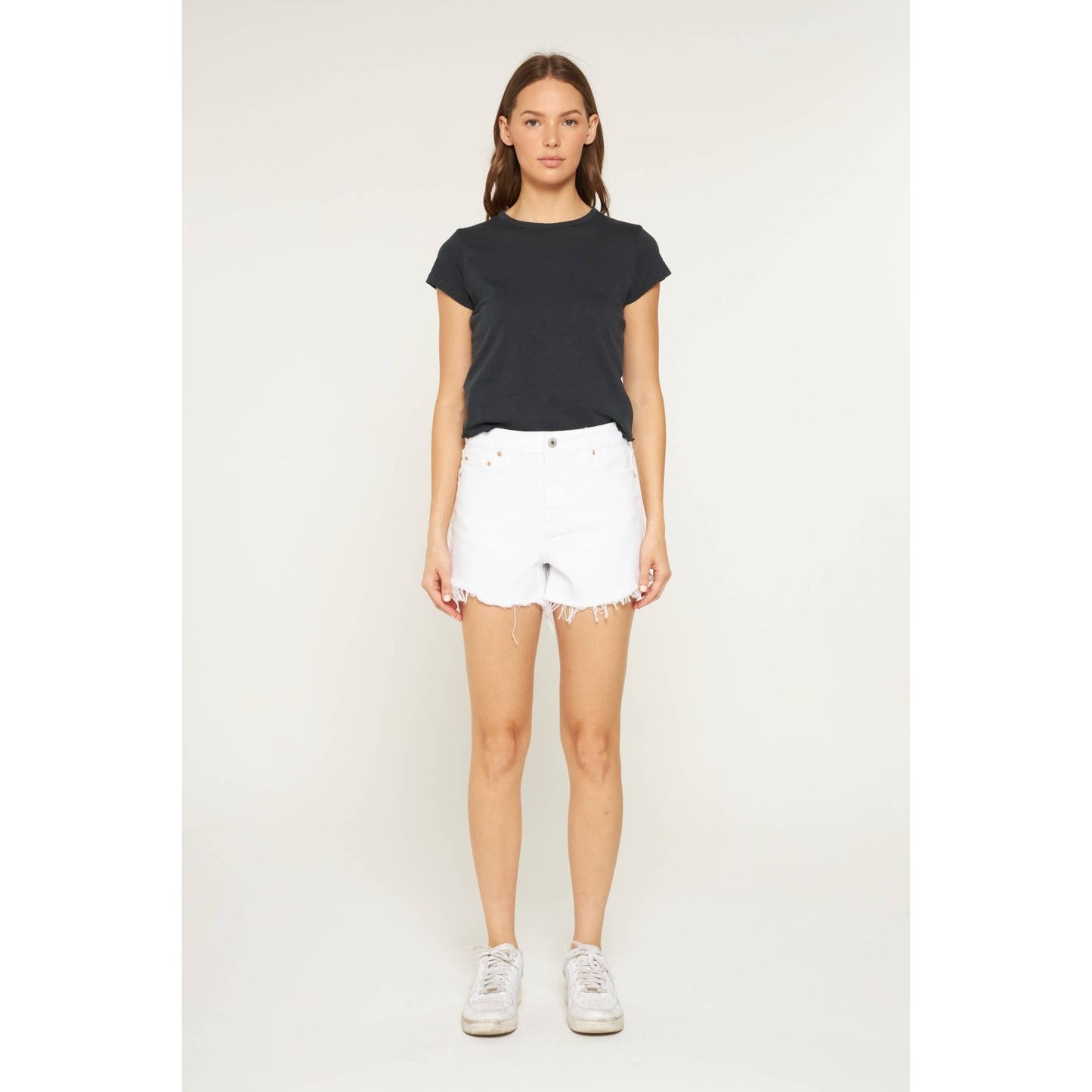 White High Rise Shorts