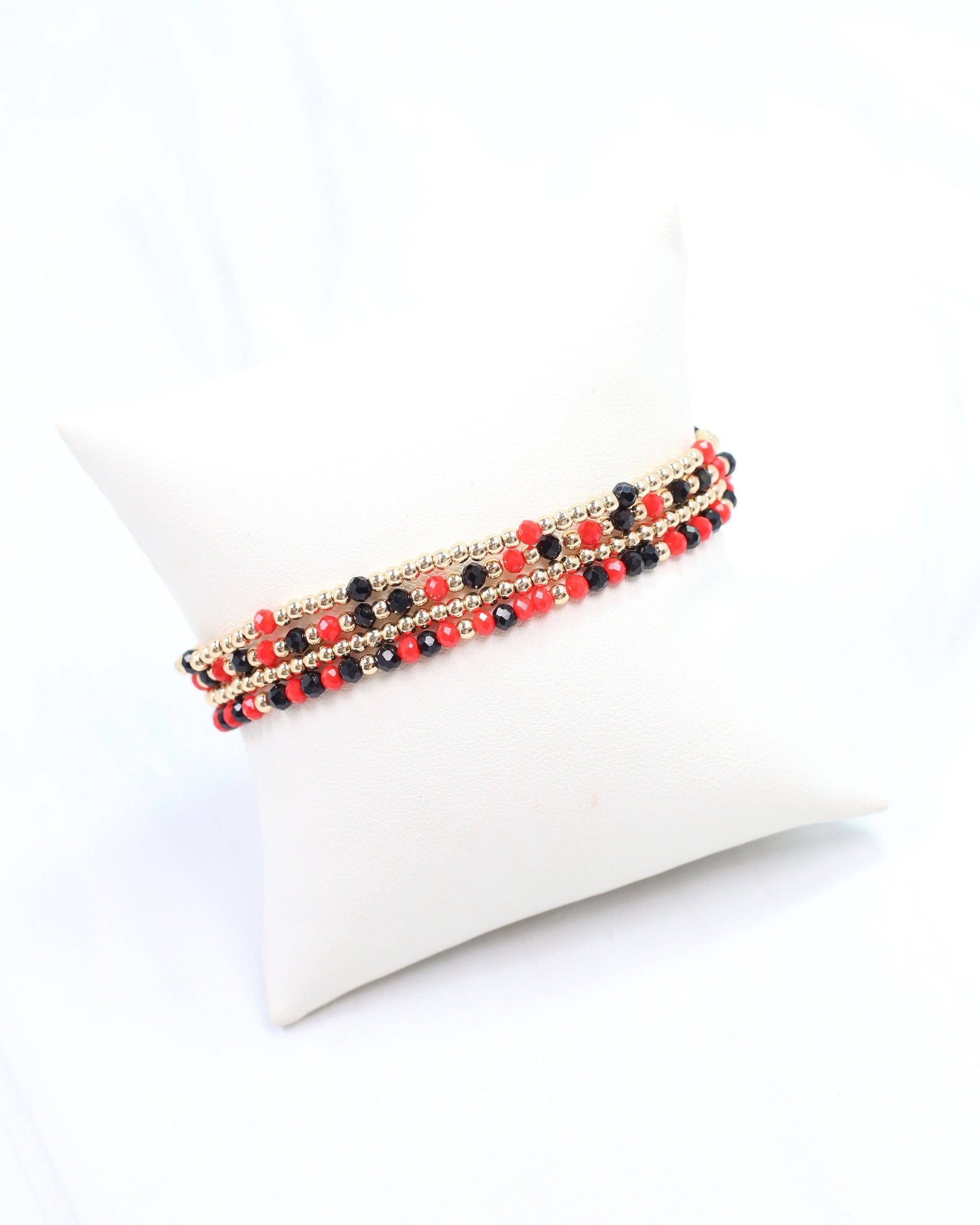 Lottie Beaded Bracelet Set Black Red