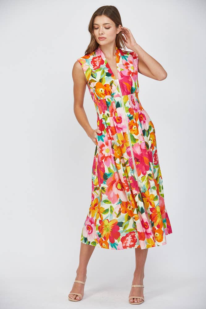 Floral Zip Front Dress