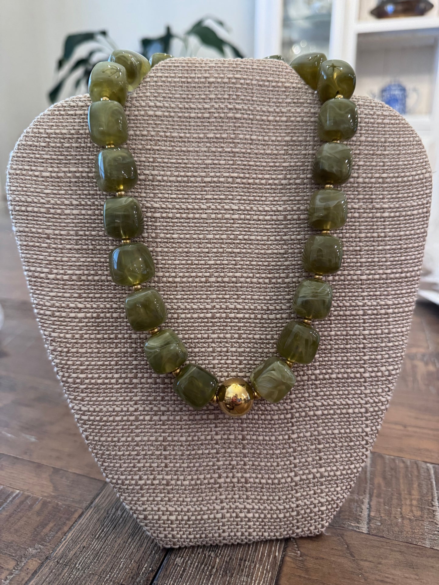 Olive Beaded Necklace