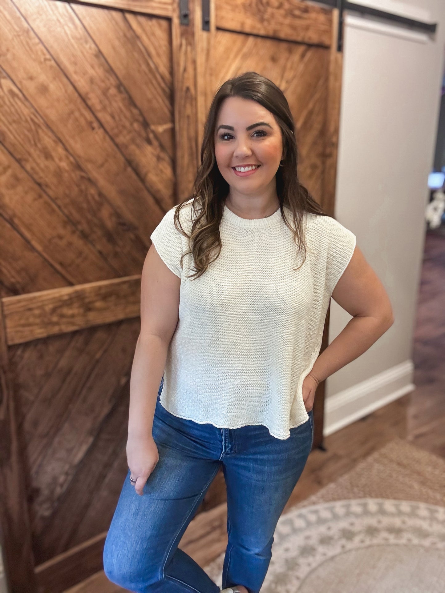 Oversized Crew Neck Sweater: Ivory