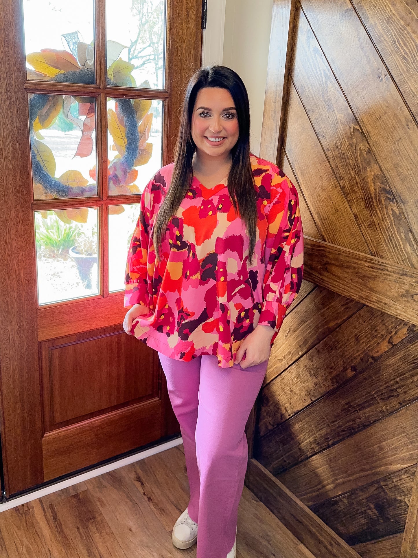 Burgundy Print Dolman Top