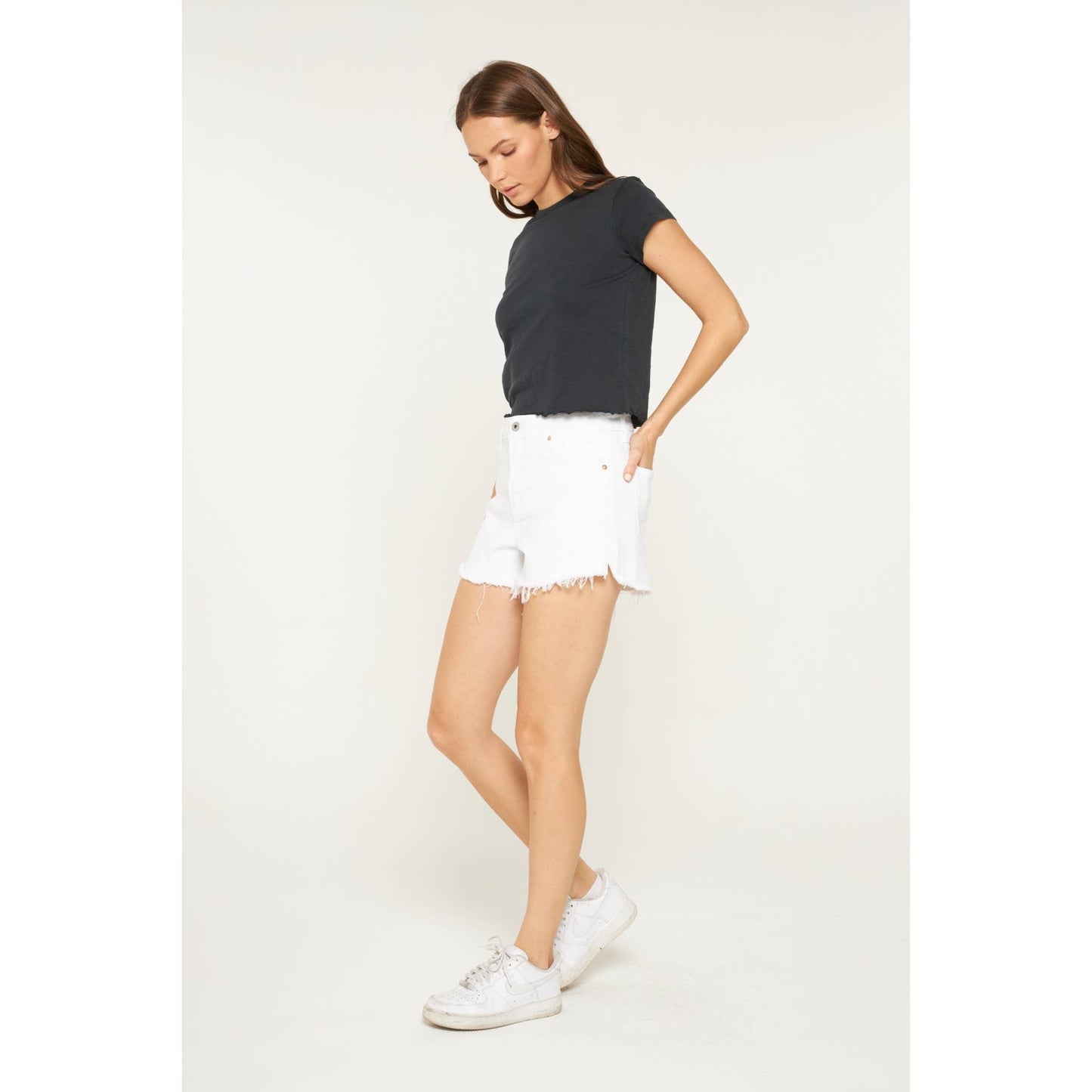 White High Rise Shorts