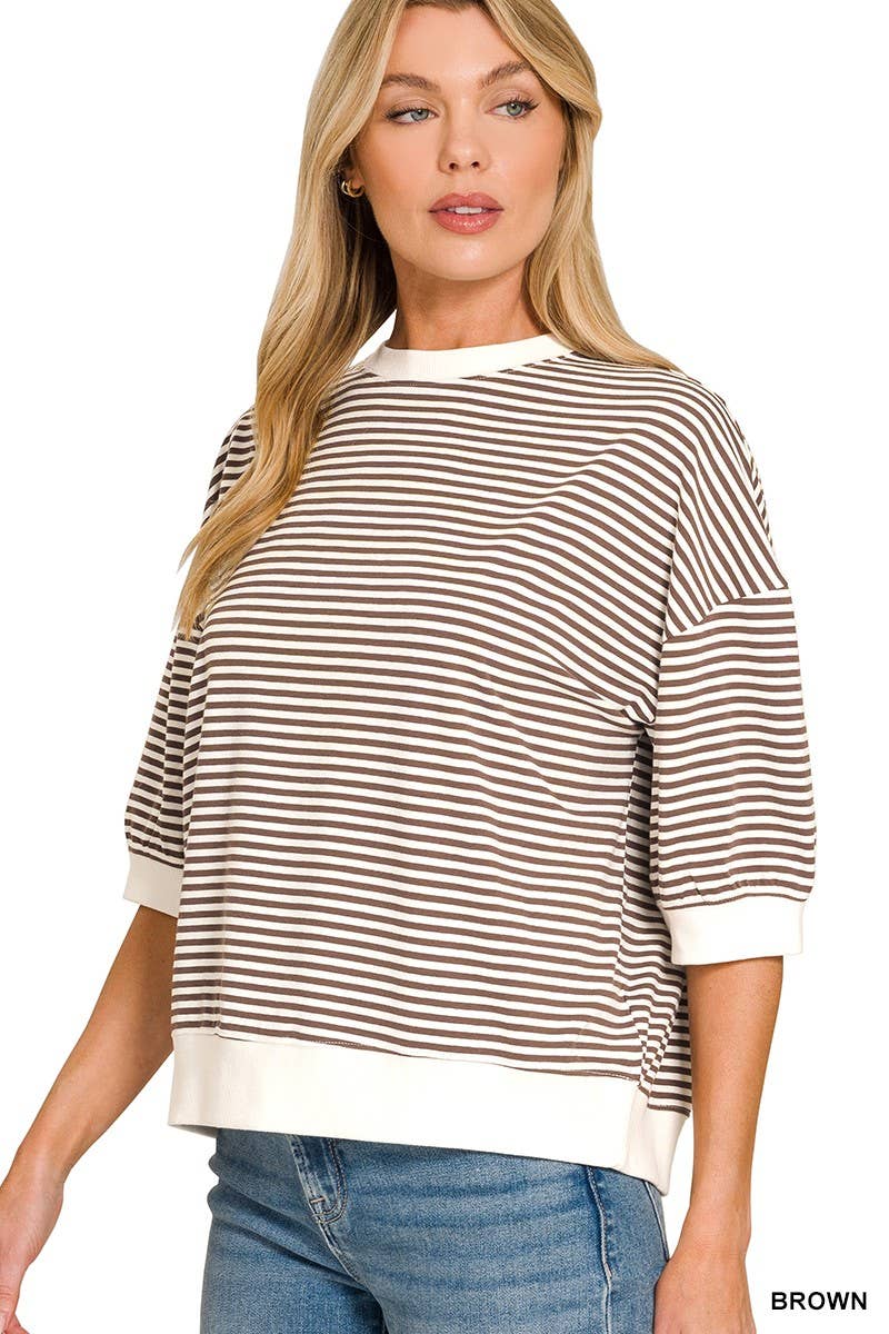 Brown Stripe Basic Top