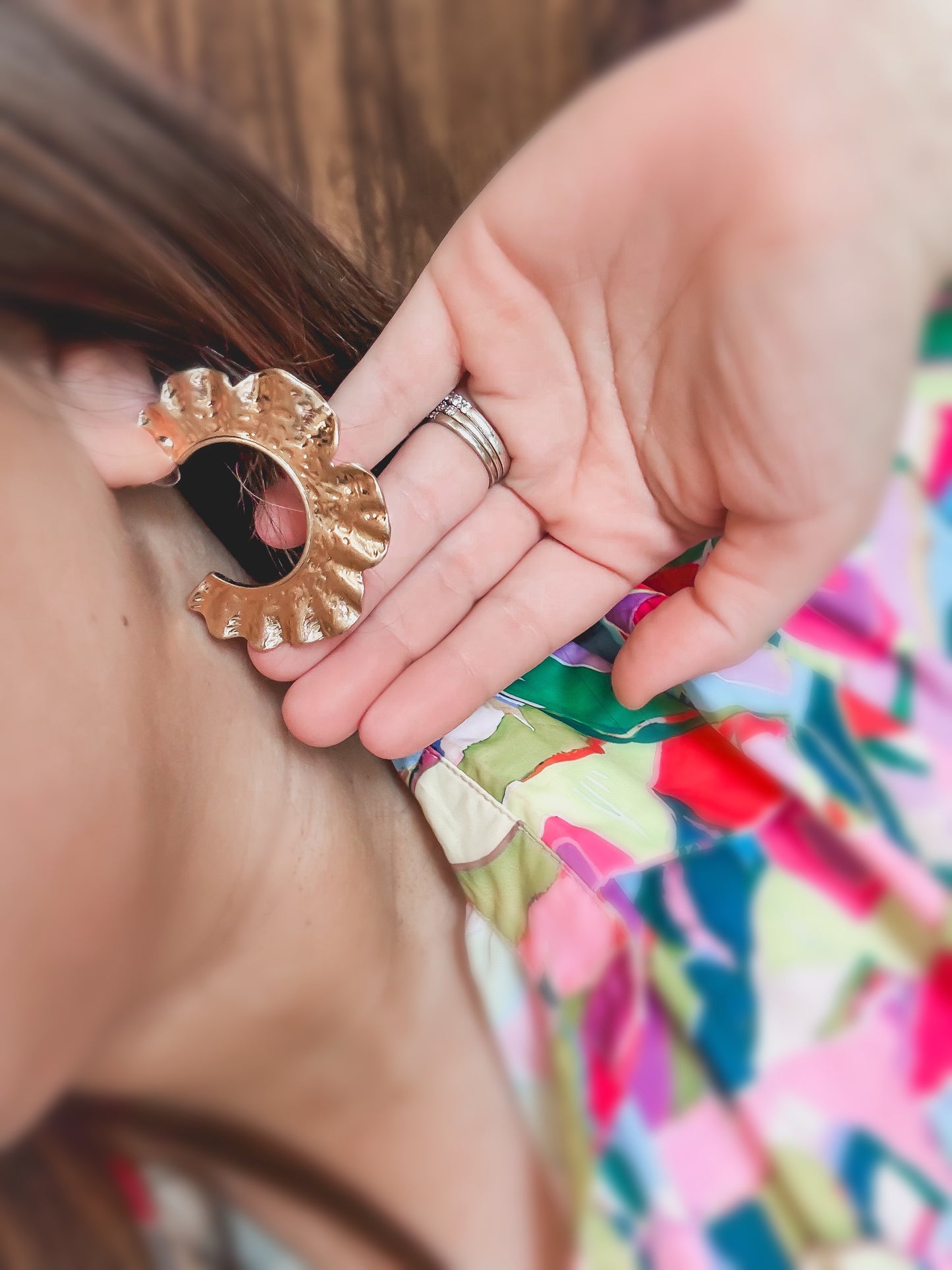 Hammered Gold Hoops