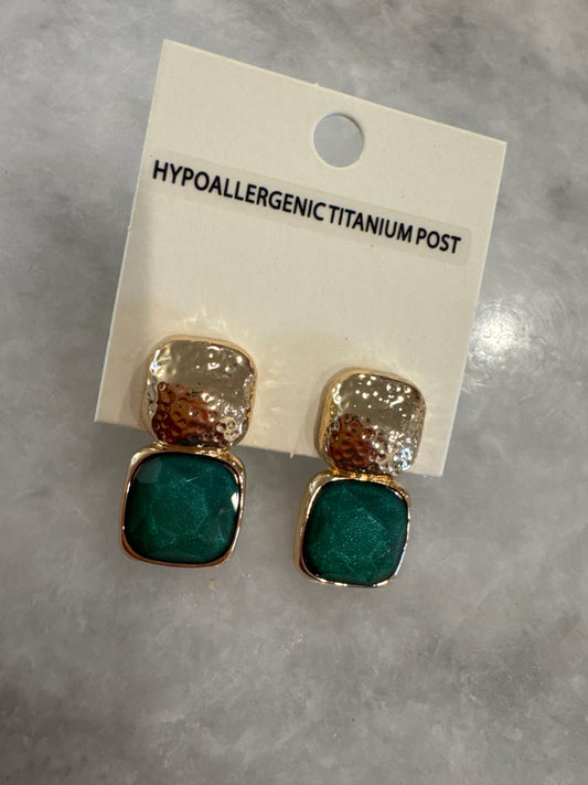 Emerald Square Earrings