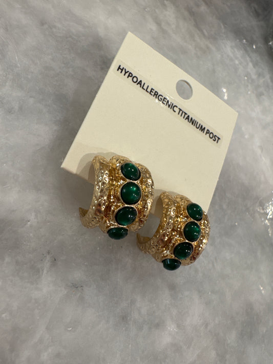 Emerald Cuff Hoop Earrings