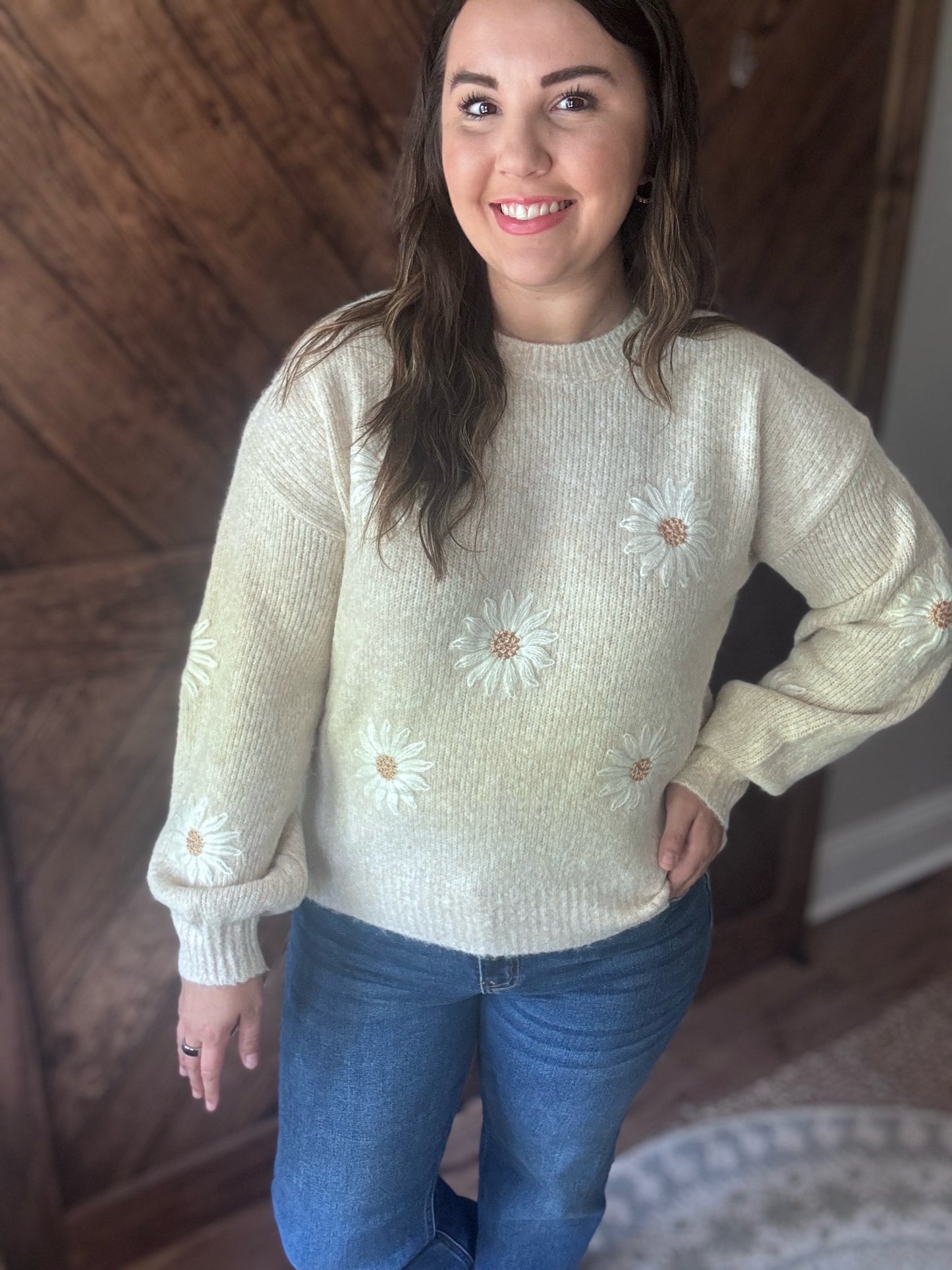 Flower Sweater Beige