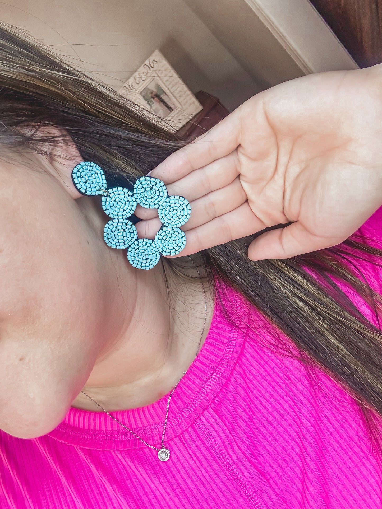 Blue Beaded Earrings