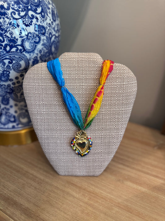 Tie Dye Heart Scarf Necklace