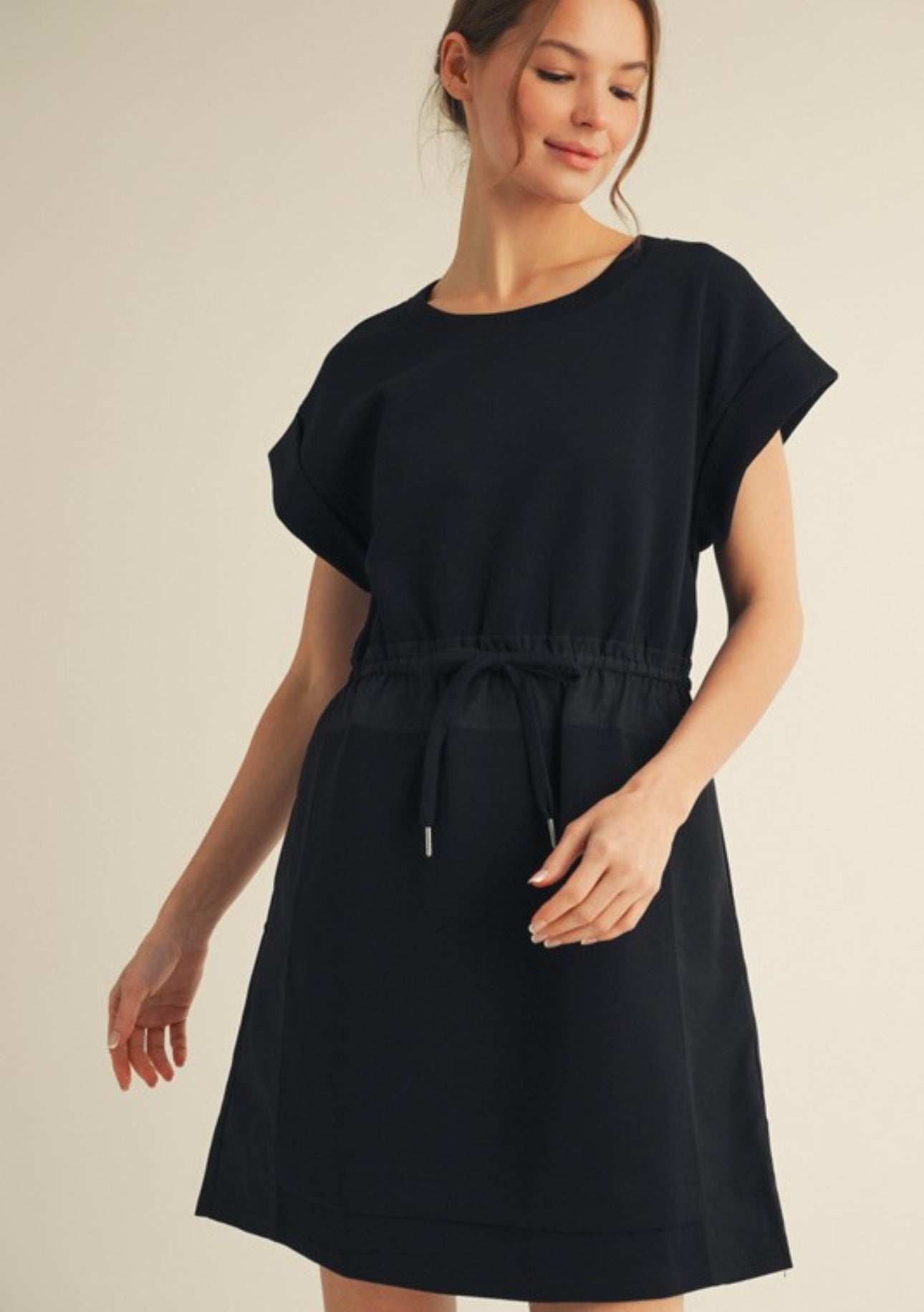 Black Jersey Drawstring Dress M