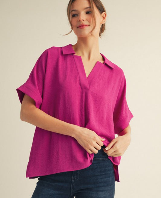 Fuchsia Solid Dolman Top