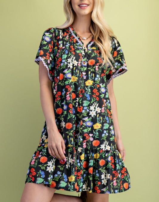 Colorful Floral Mini Dress