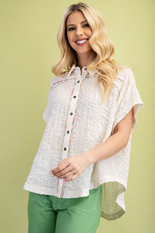 Textured Button Down Top