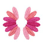 Raffia Multi Color Wing Shape Earrings - Hot Pink