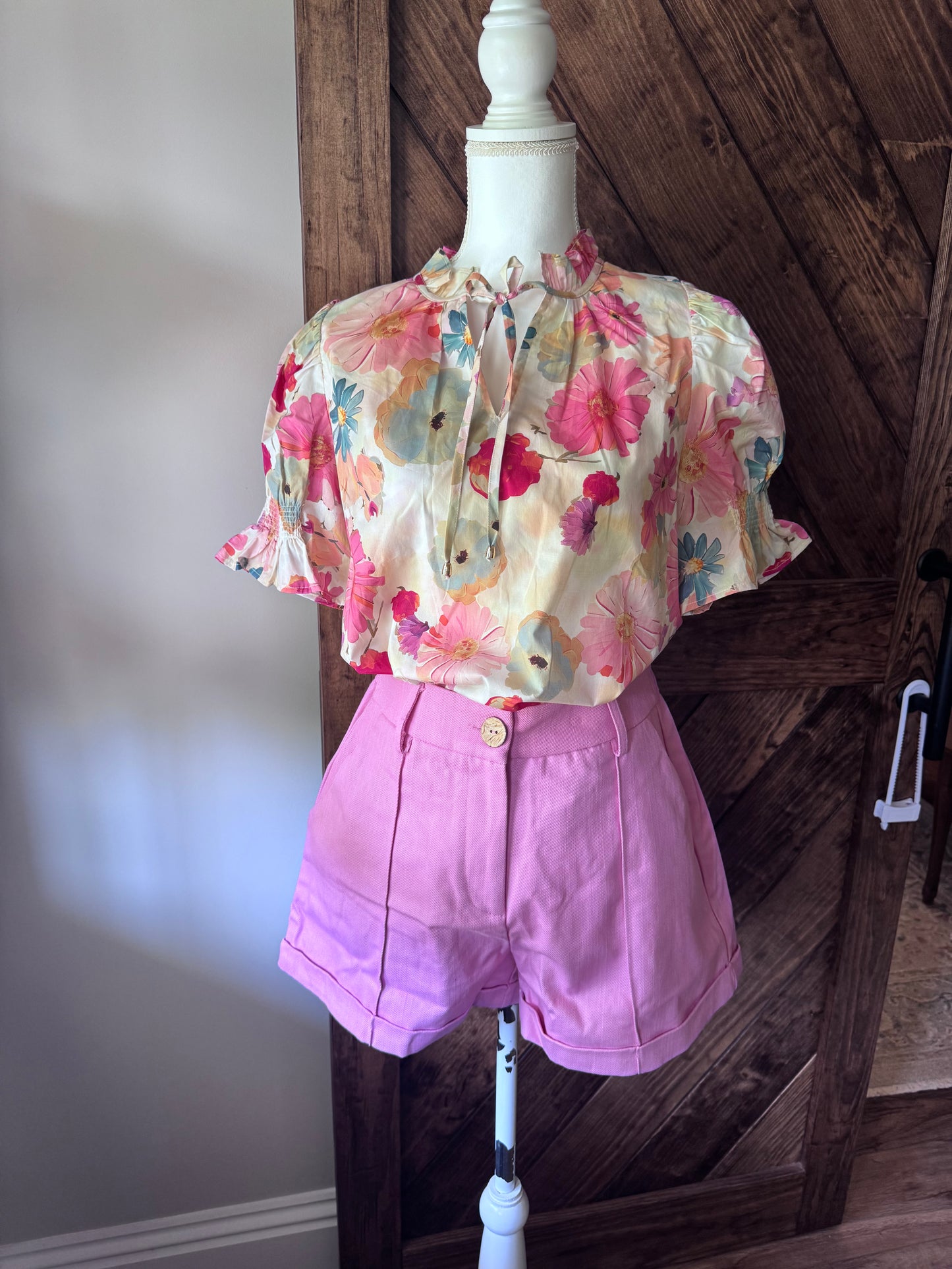 Pink Cuffed Shorts