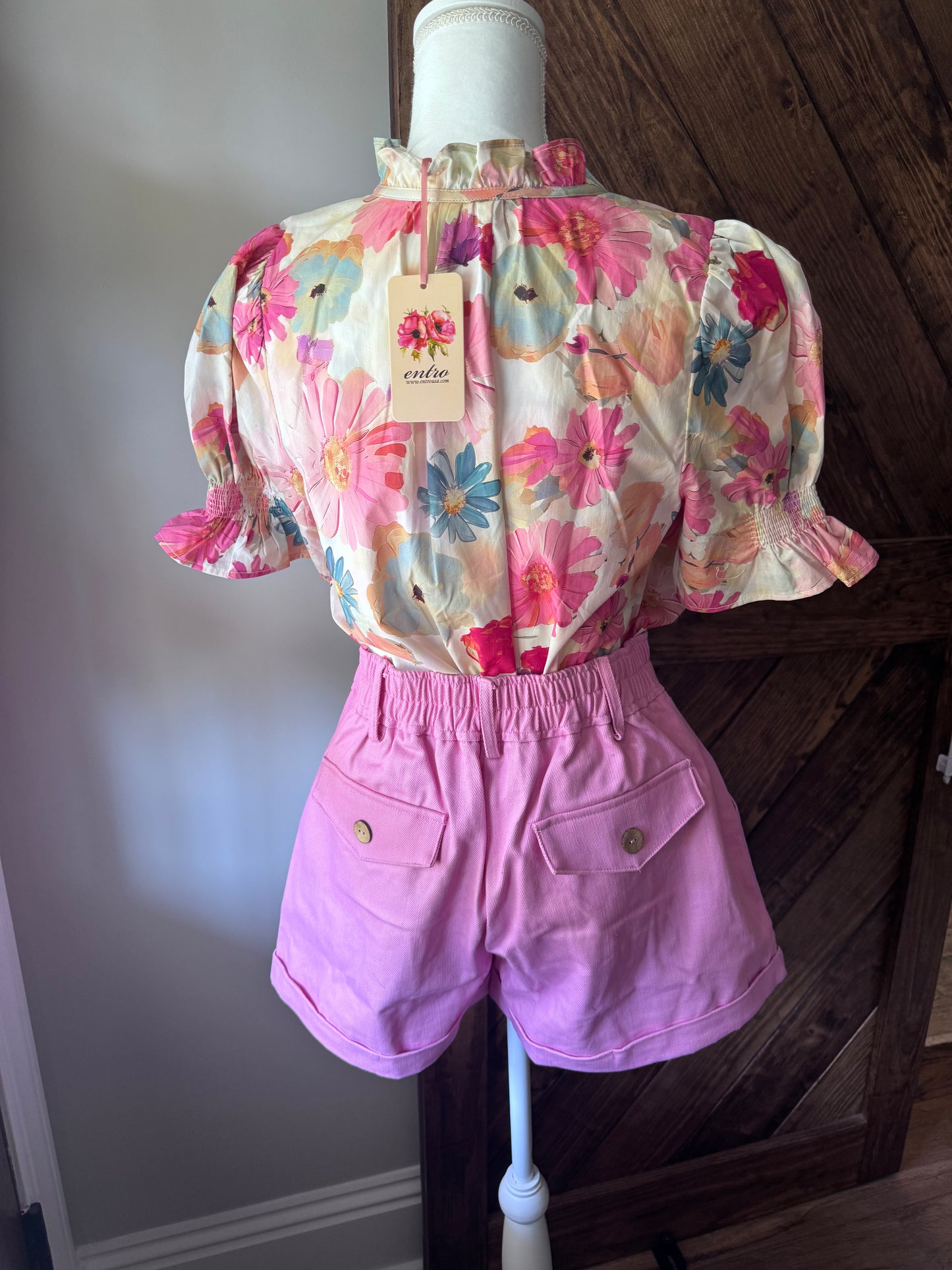 Pink Cuffed Shorts