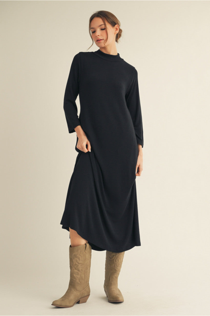 Black Mock Neck Midi
