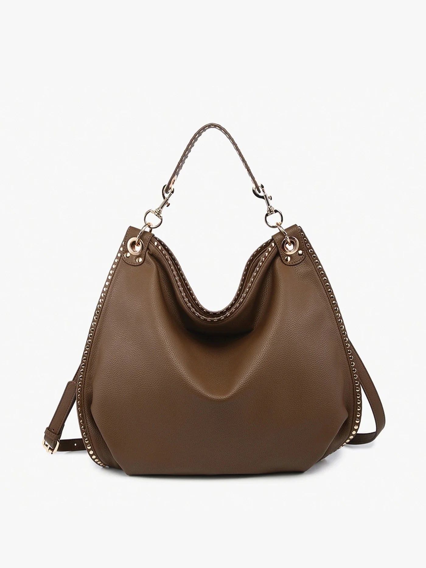 Brown Studded Shoulder Purse