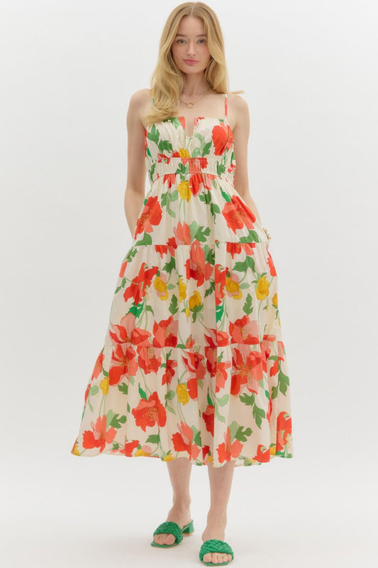 Sunset Bloom Midi Dress
