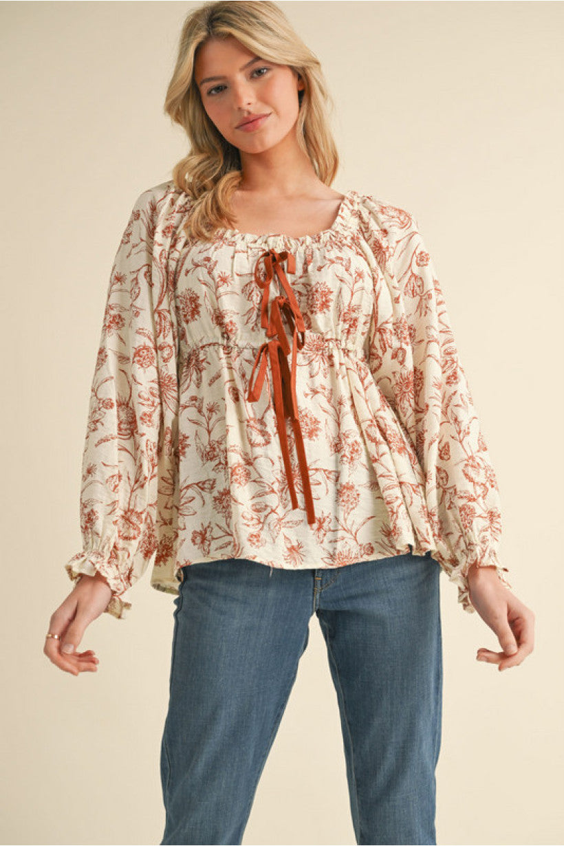 Floral Bow Tie Top