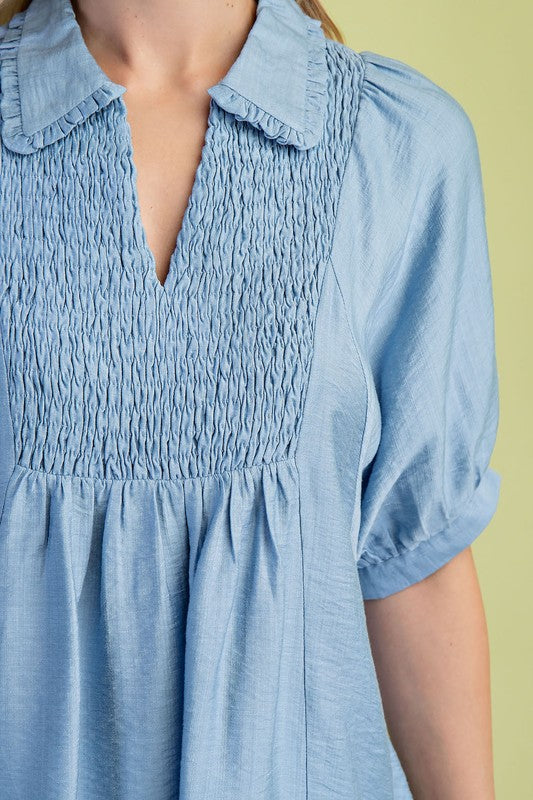 Light Blue Puff Sleeve Top