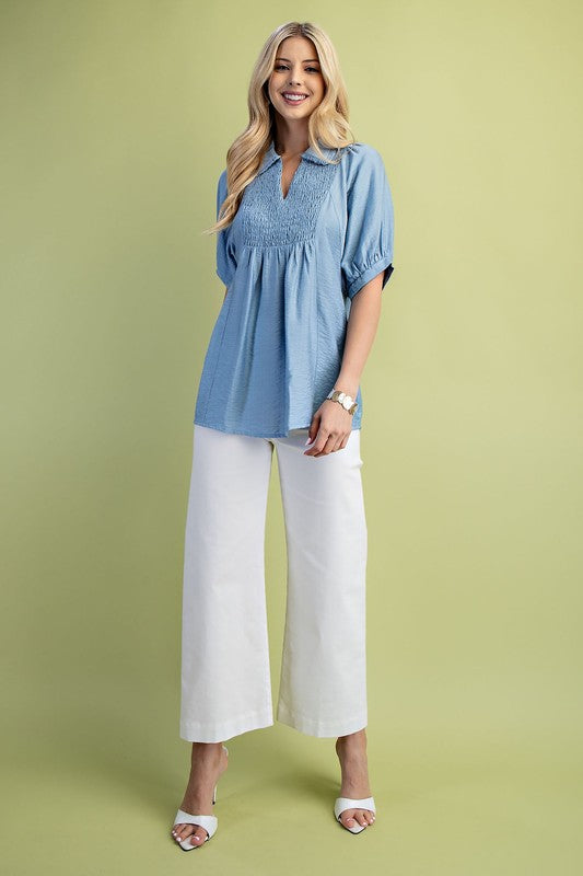 Light Blue Puff Sleeve Top
