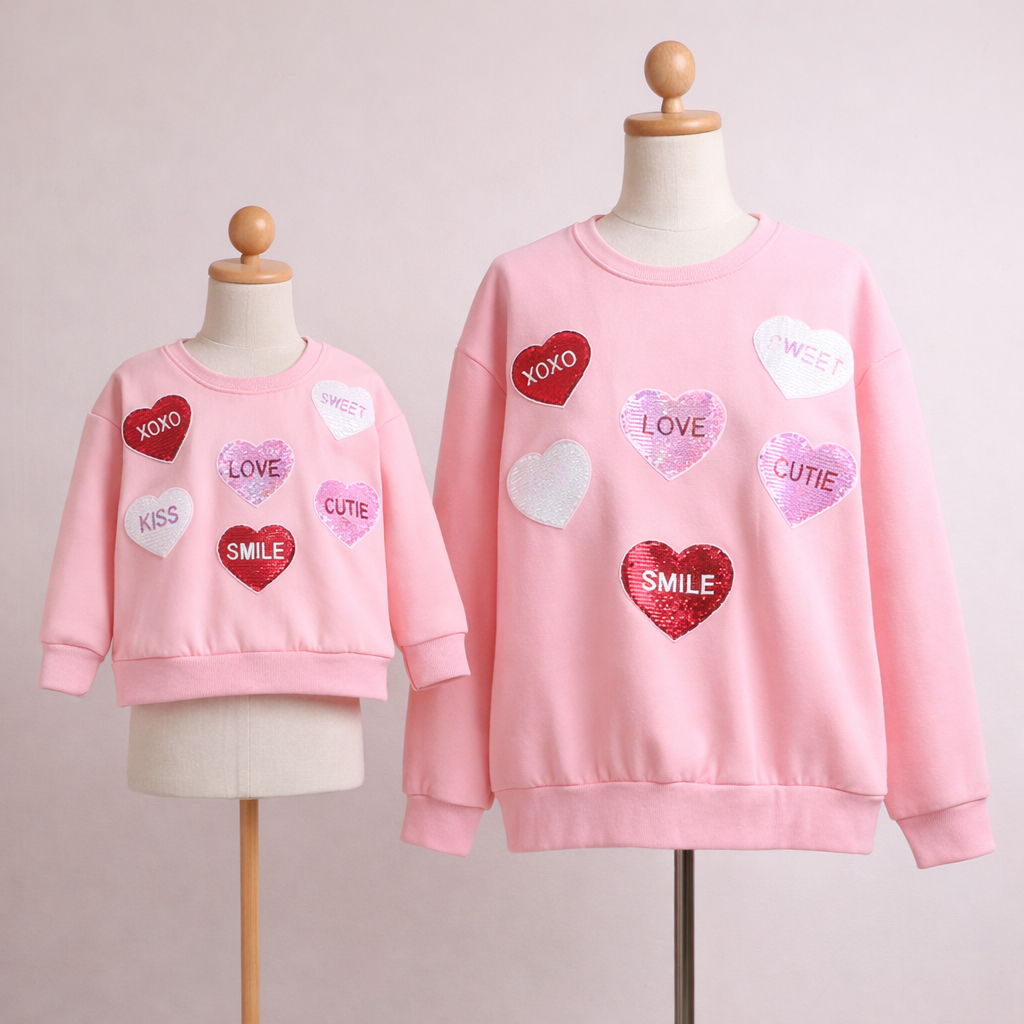 Heart Sequin Sweatshirt - Mama Version