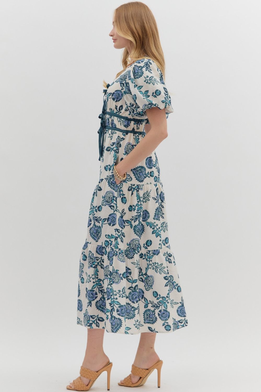 Wrenley Teal Florals Midi