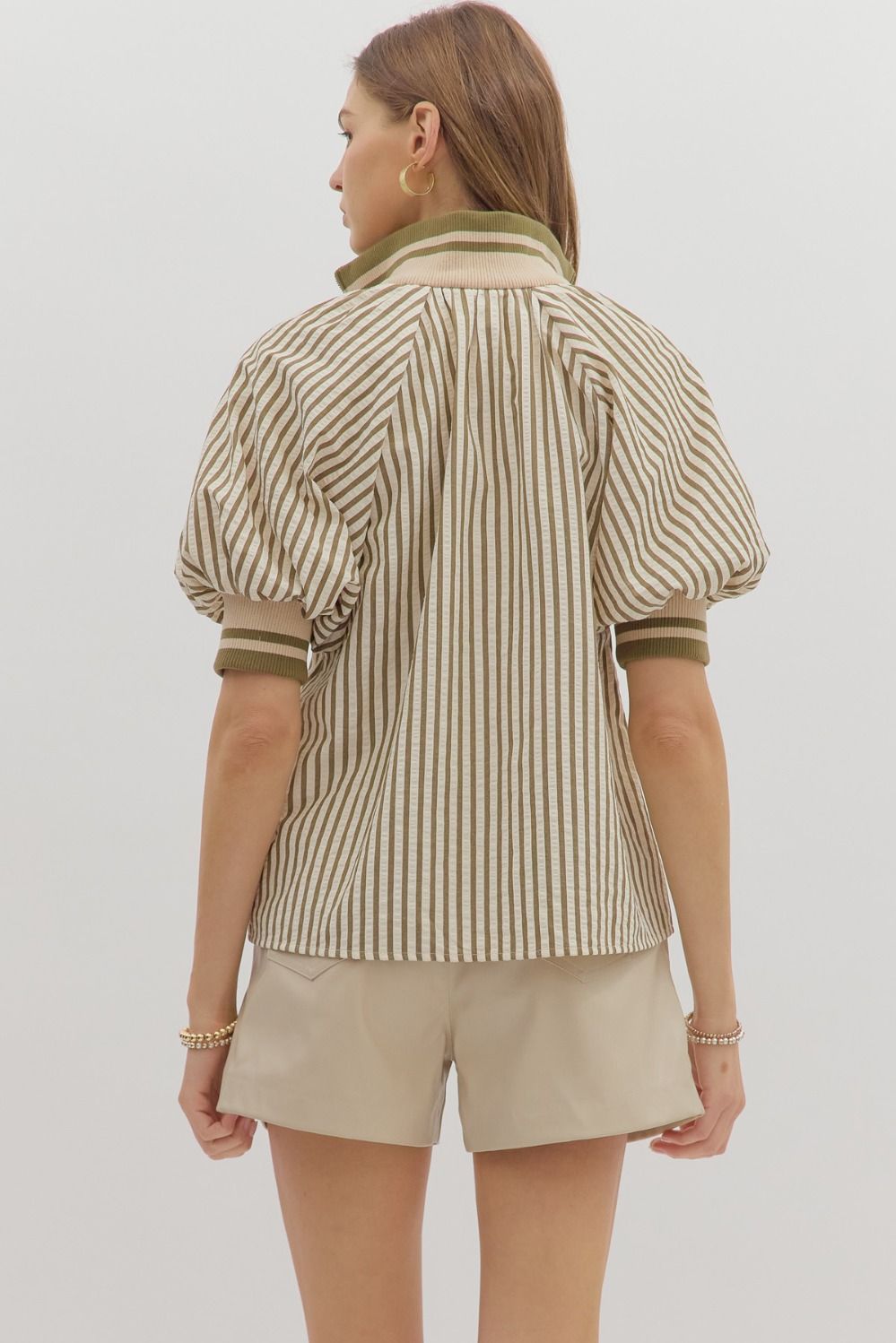 Olive Striped Top