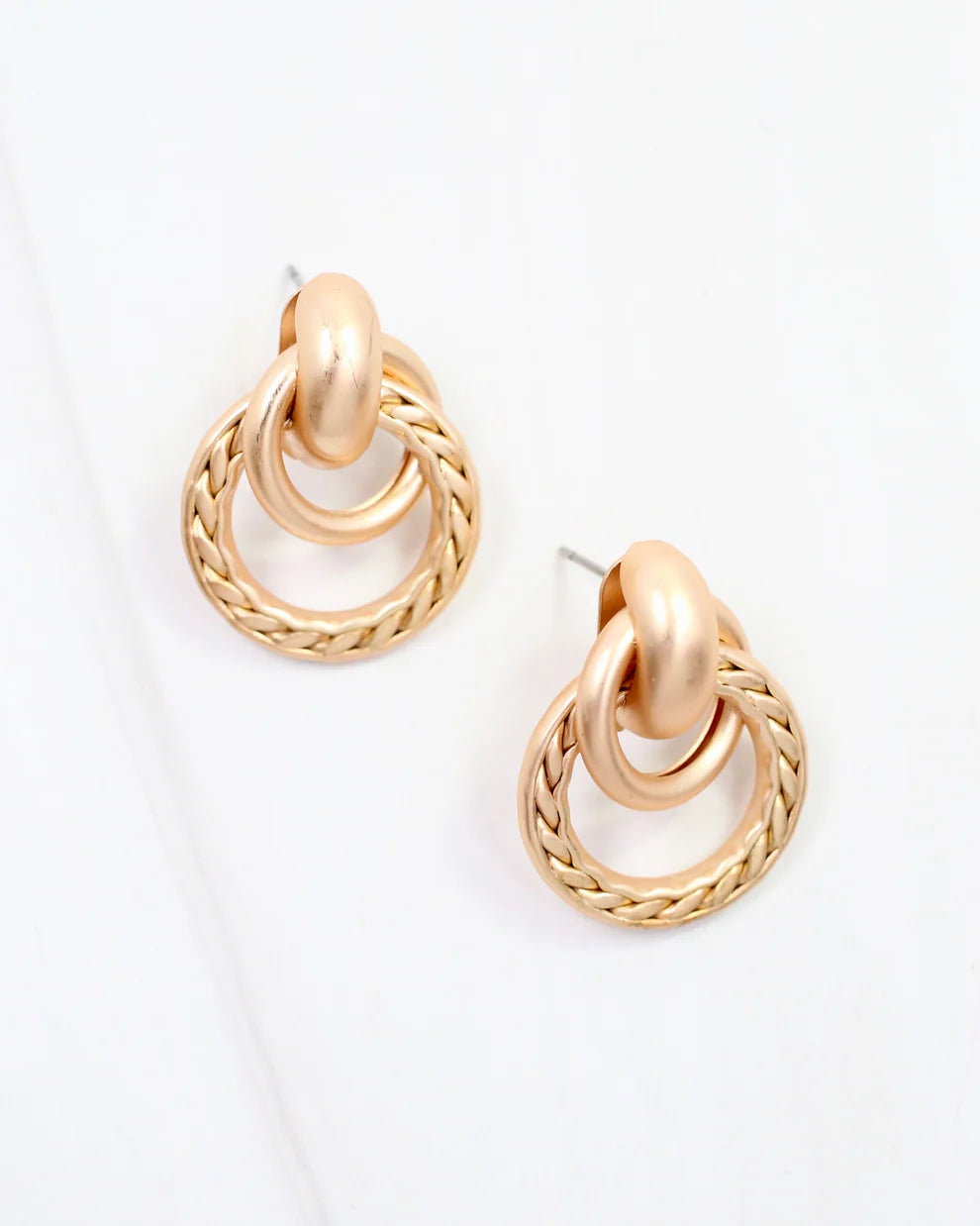 Coosa Twisted Double Loop Earring Matte Gold