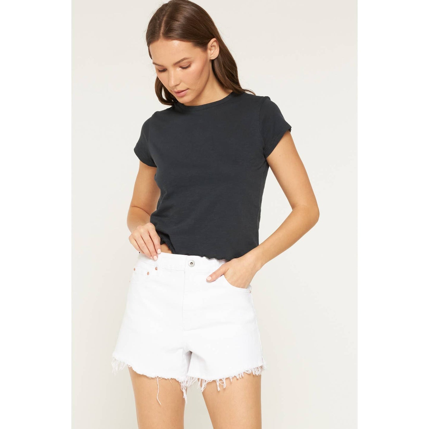White High Rise Shorts