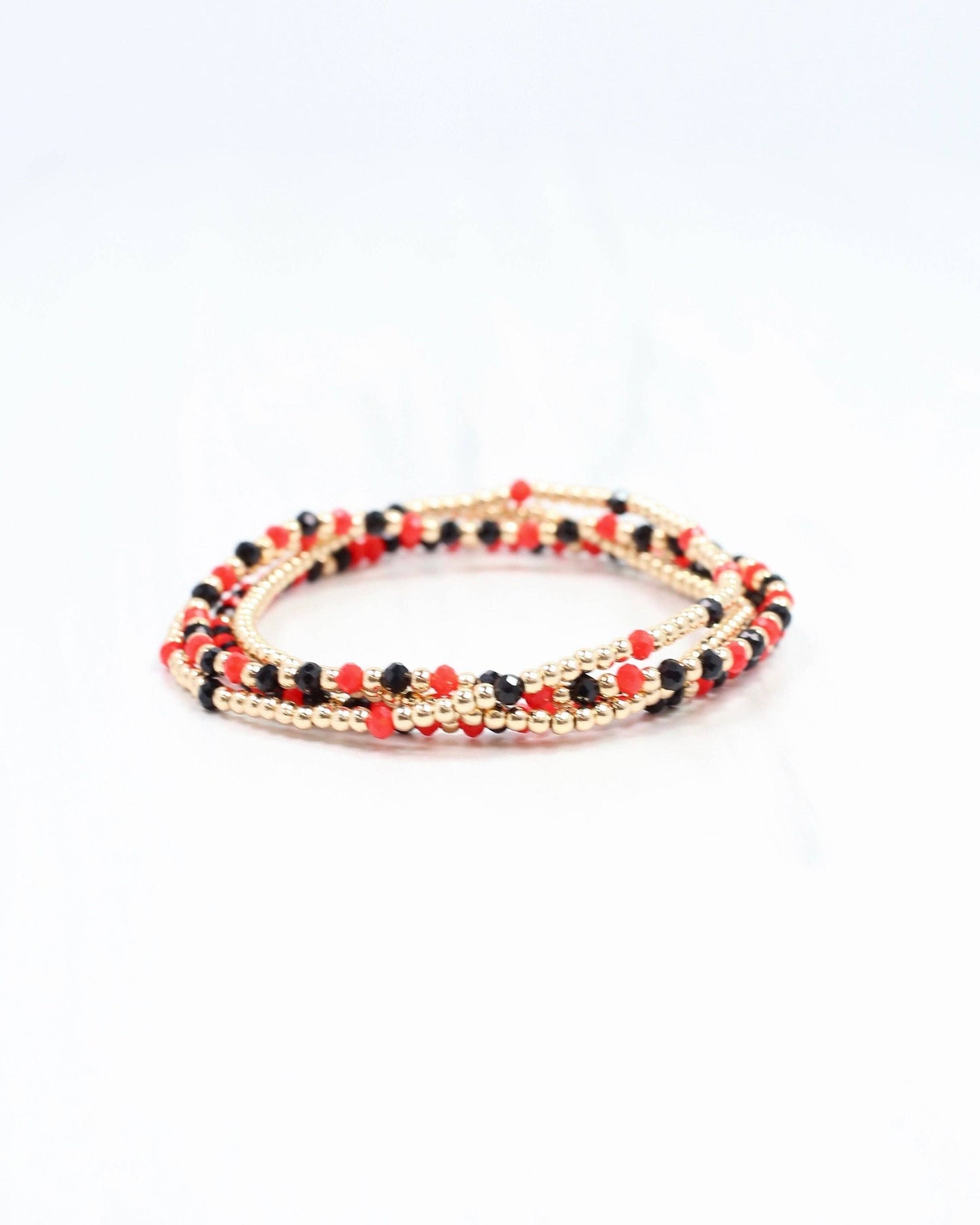 Lottie Beaded Bracelet Set Black Red