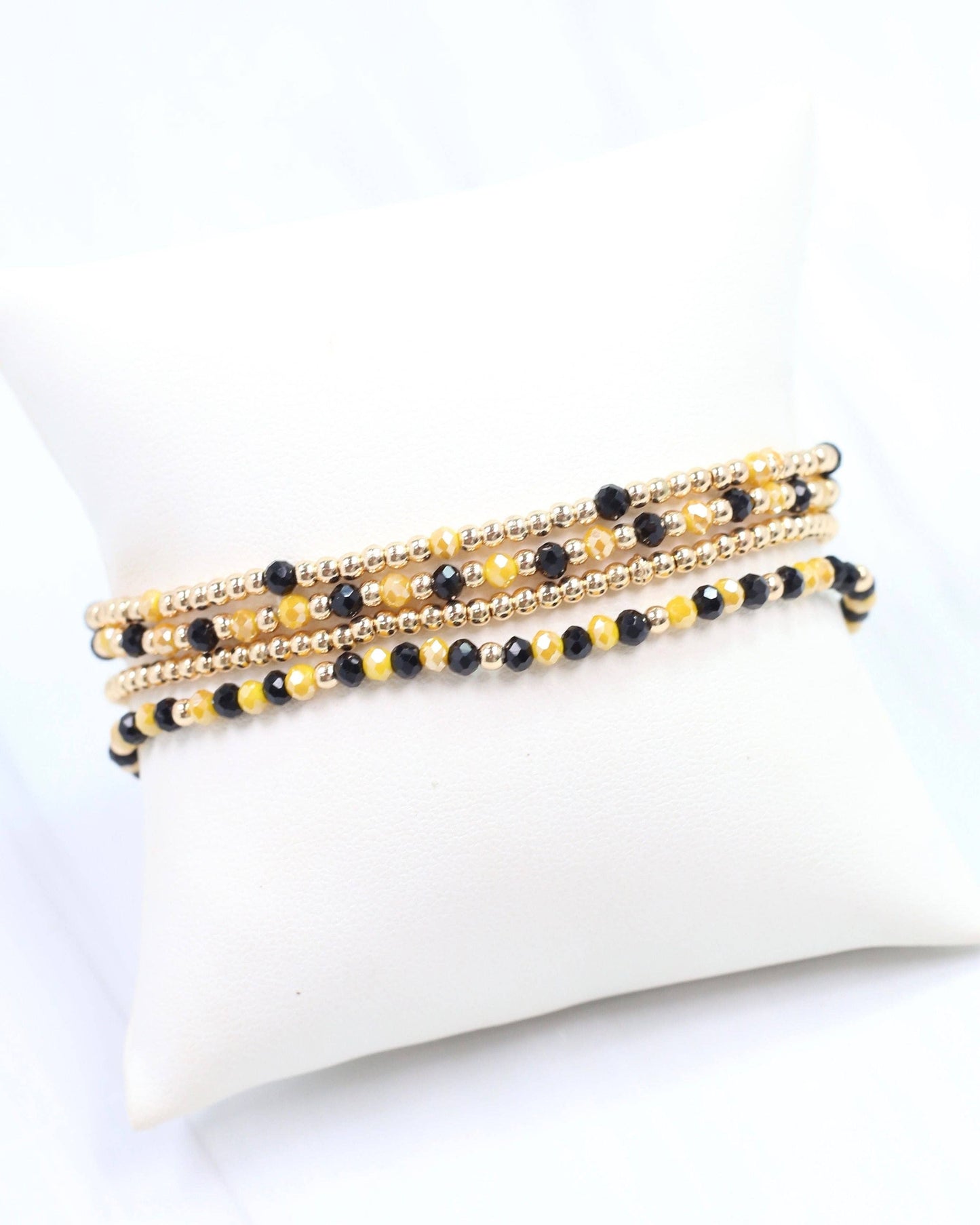 Lottie Beaded Bracelet Set Black Gold