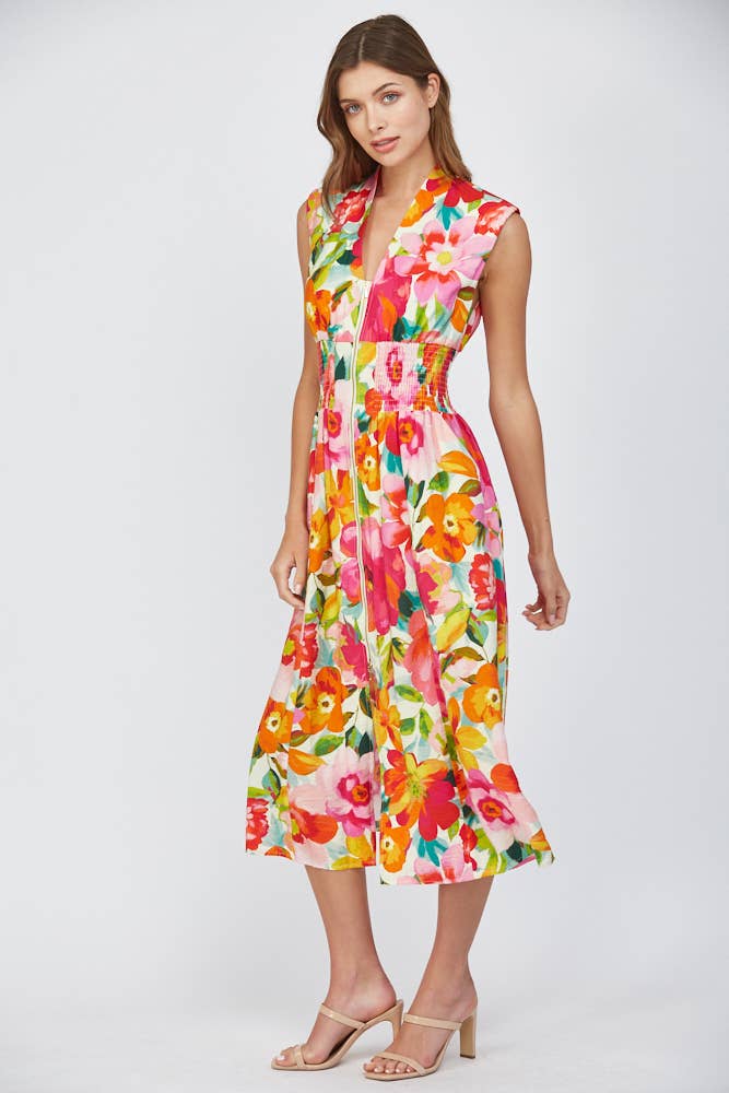 Floral Zip Front Dress