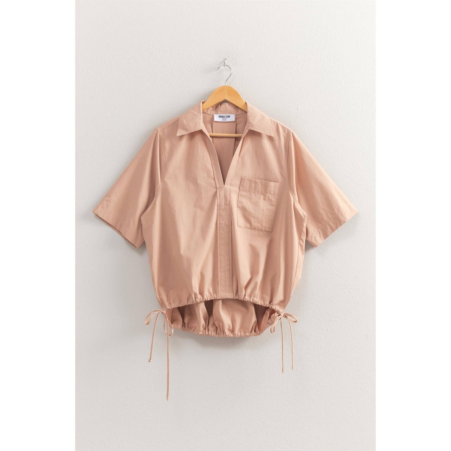 Taupe Bubble Hem Relaxed Fit Shirt
