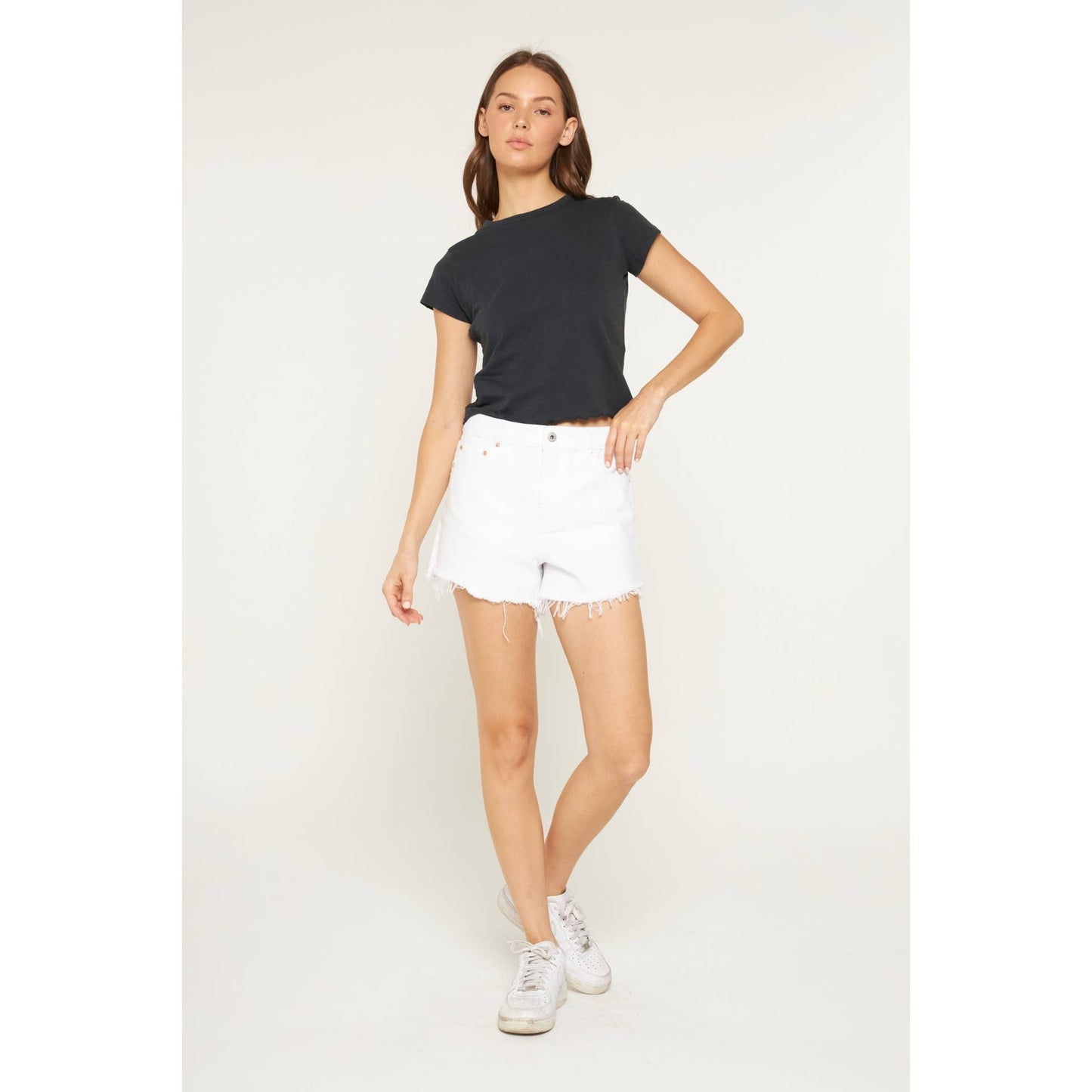 White High Rise Shorts