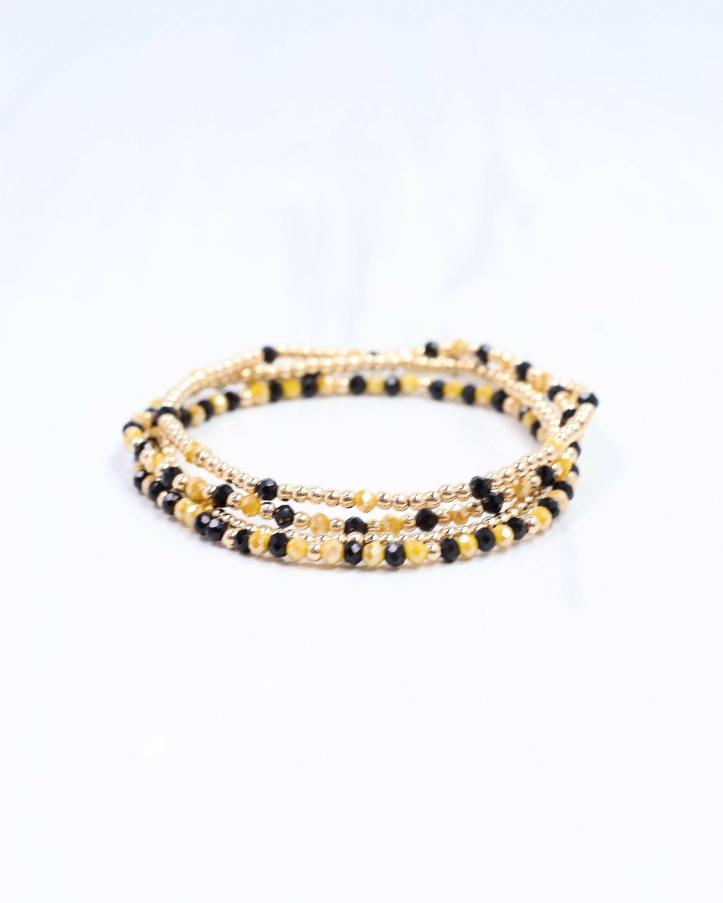 Lottie Beaded Bracelet Set Black Gold