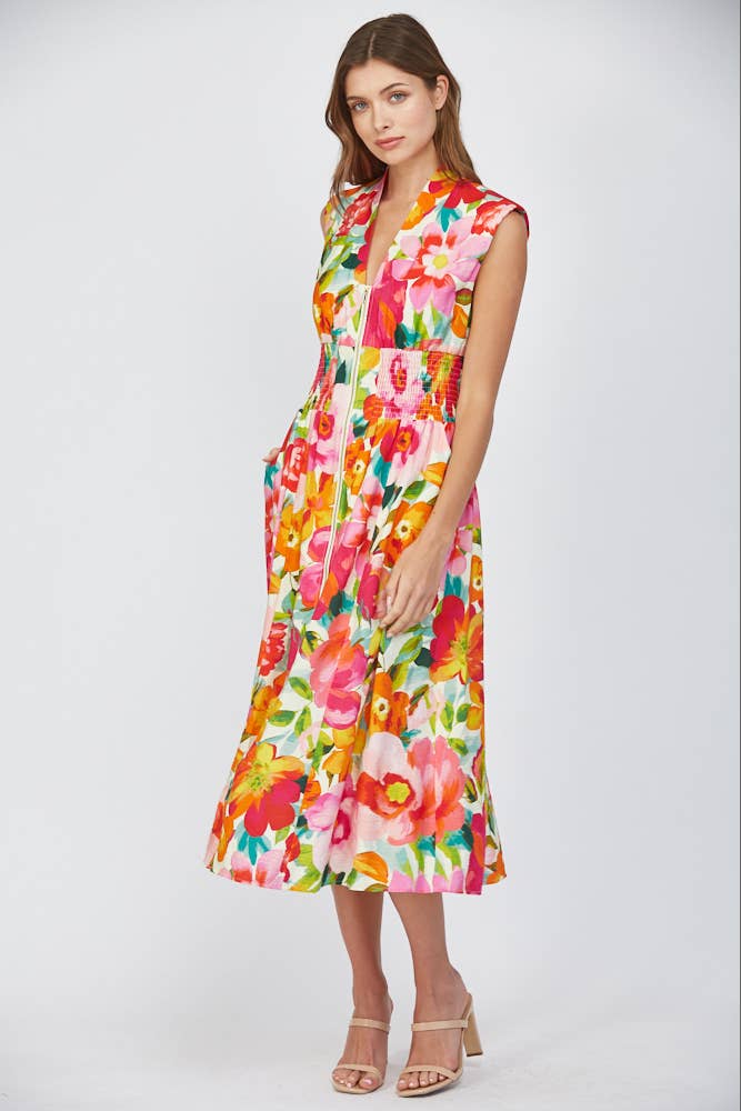 Floral Zip Front Dress