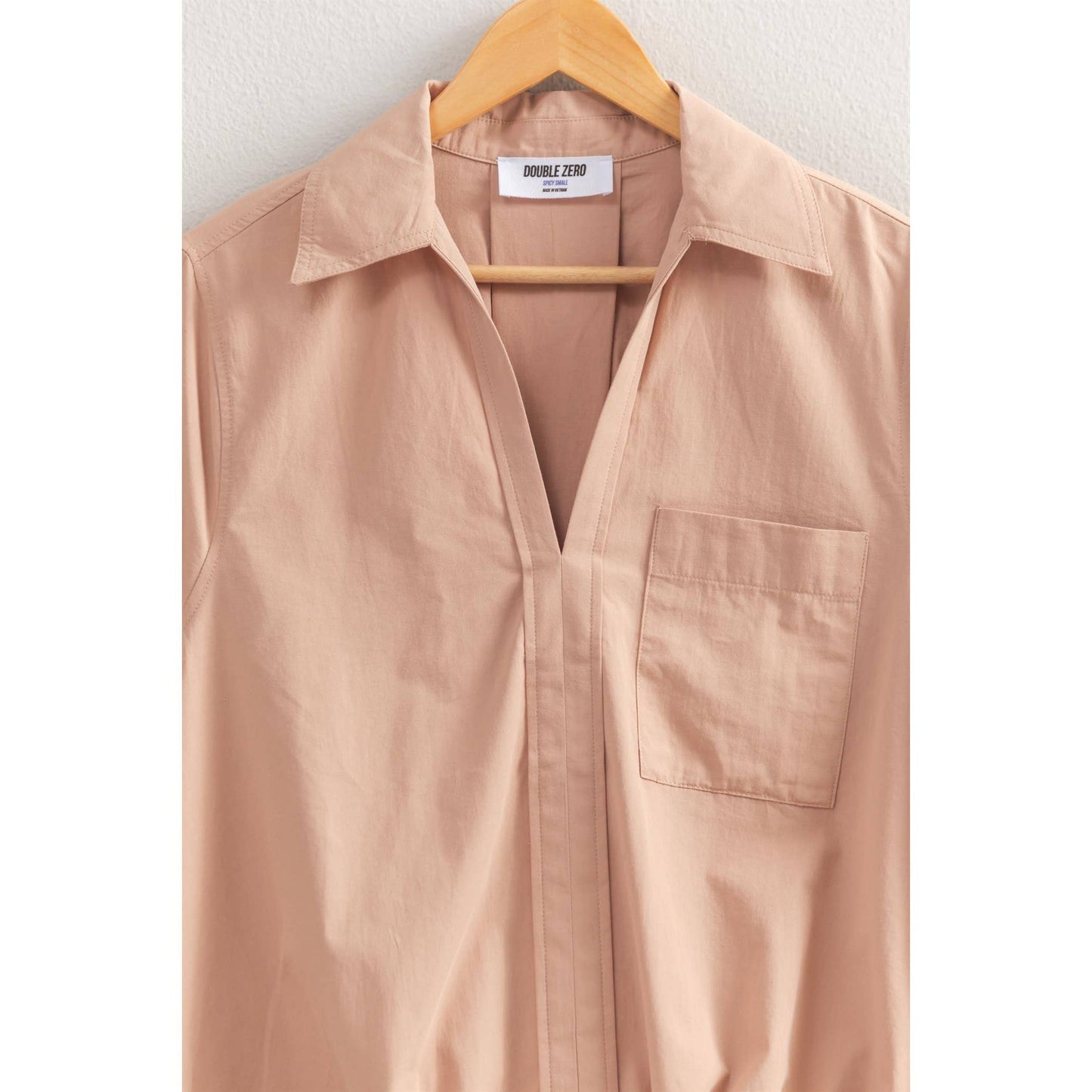 Taupe Bubble Hem Relaxed Fit Shirt